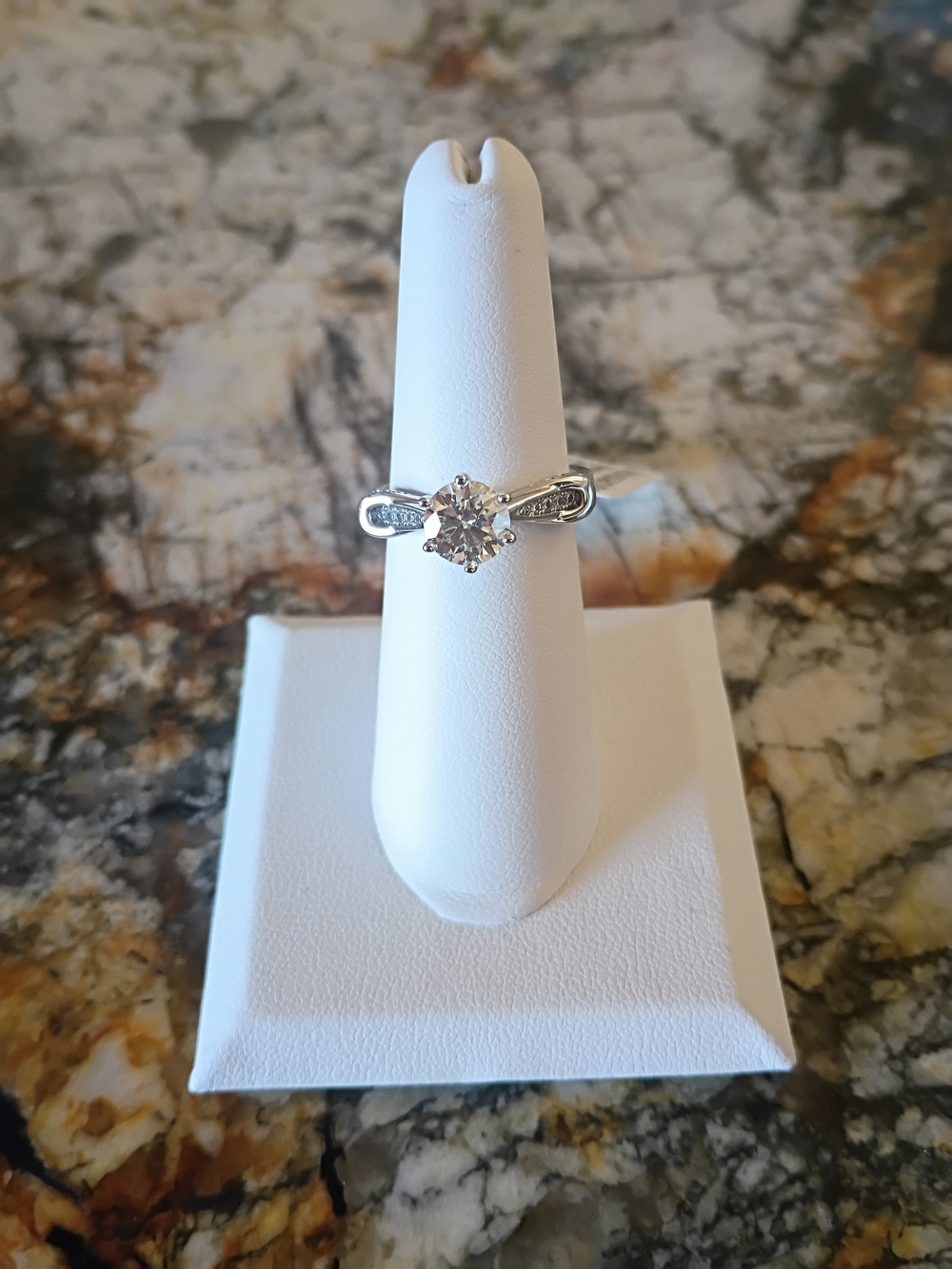 1.2 CT Round Moissanite Sterling Silver Ring Size 7 GRA Report